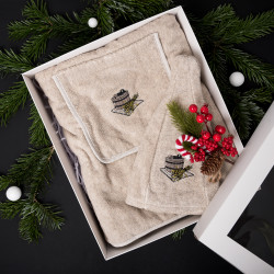 Gift set for Her - LINEN, 55x140 cm, in a gift box. Apron and hat for sauna 