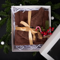 Gift set for Him - BROWN, 55x150 cm, in a gift box. Apron and hat for sauna - 0