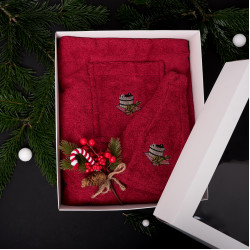 Gift set in a box. Apron and a hat for the sauna. RED 