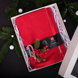 Towel in a gift box, HARVIA, 70 x 140cm, red 