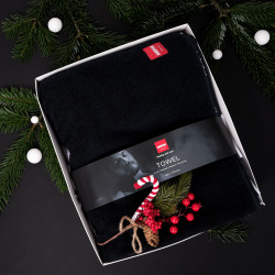 Towel HARVIA #healingwithheat in a gift box, 90 x 170 cm, black 