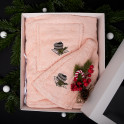 Gift set for Her - PEACH, in a gift box. Apron and hat for sauna - 0