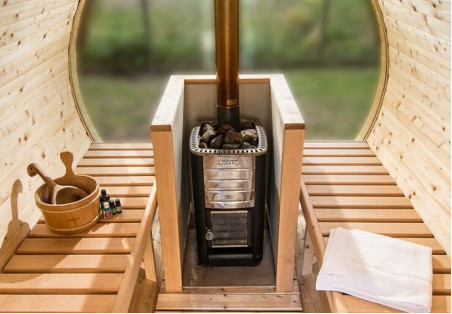 Wood burning heaters for sauna bathes