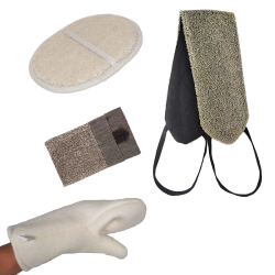 Sauna gloves, sponges