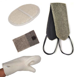 Sauna gloves, sponges