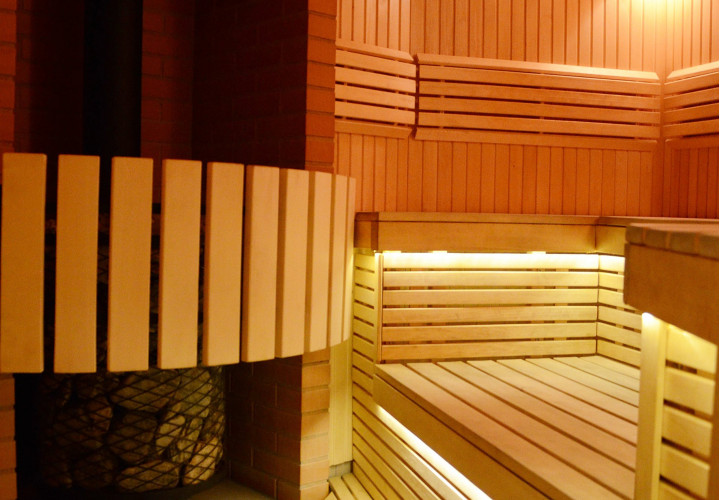 Traditional Sauna with Wood-Burning Stove