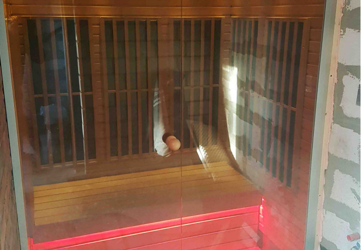 Infrared Sauna with Glass Front and LED Lighting