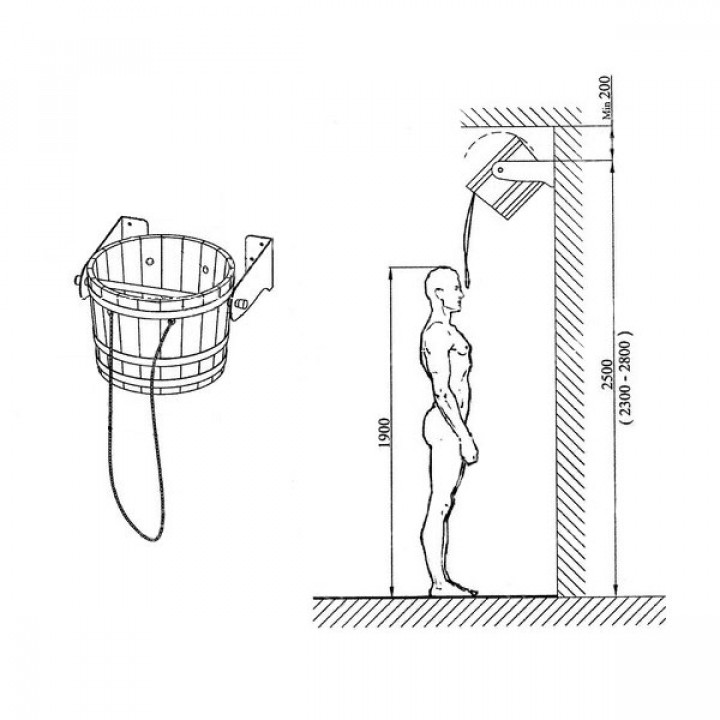 Sawo cold shower bucket, pine, 18 L
