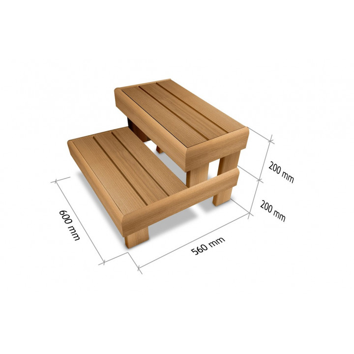Sauna bench - staircase HS 2, alder