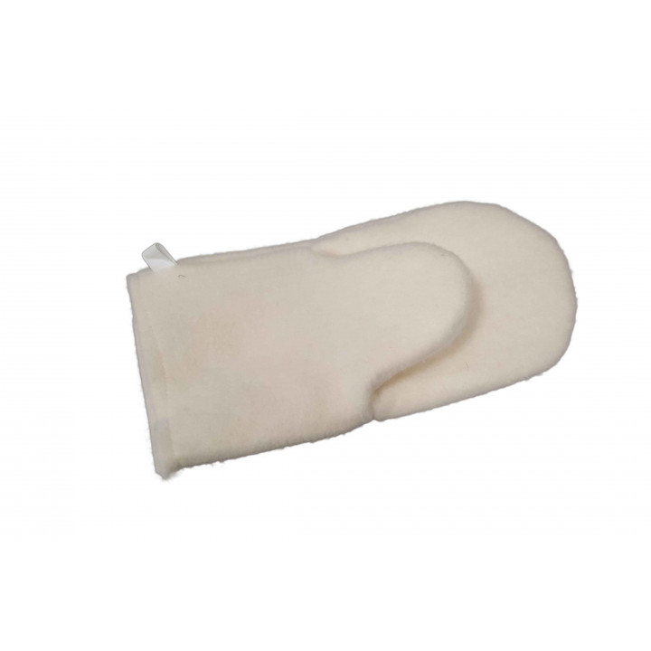 Woolen white glove for sauna