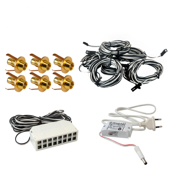 LedLite 6 LED sauna lighting set, gold-coloured