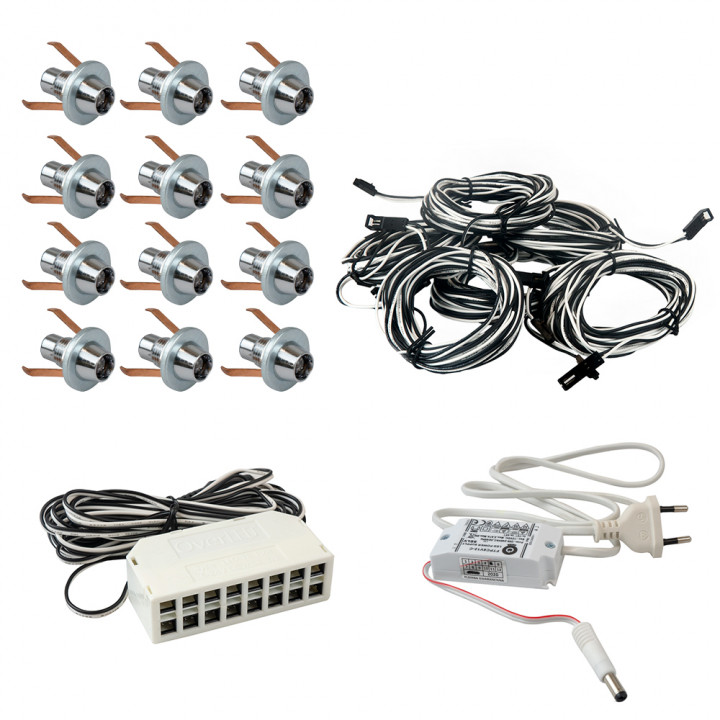 LedLite 12 LED sauna lighting set, silver-coloured