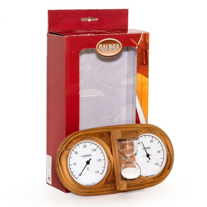 SAUNIA 3-in-1 thermo-hygrometer with sand timer 591L