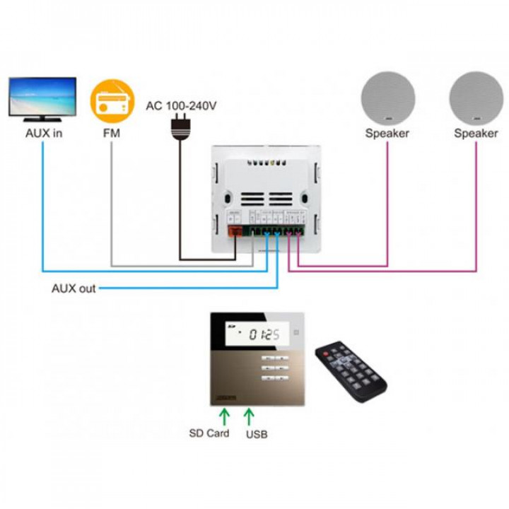 Smart Home on Wall Music Amplifier DSPPA DM835. Black/Gold