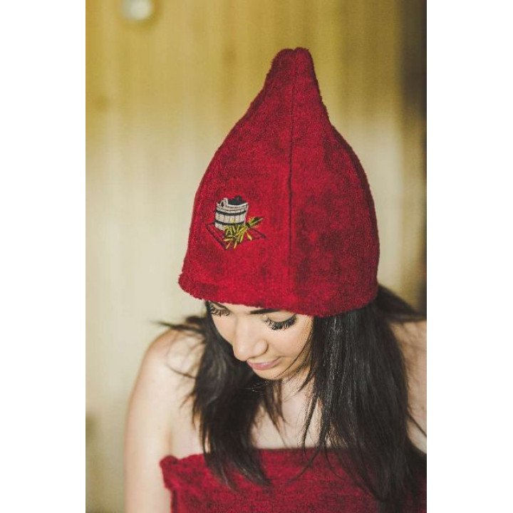 Cotton sauna hat - BURGUNDY