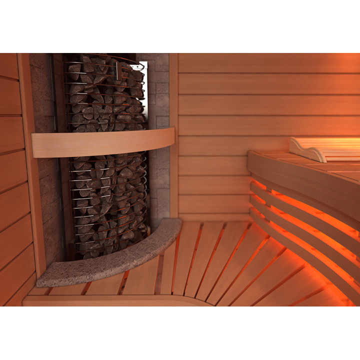 Electric sauna heater – SAWOTEC Tower Corner, with control unit