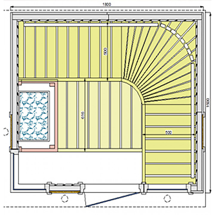Sauna cabin Leili Exclusive, 150x180cm