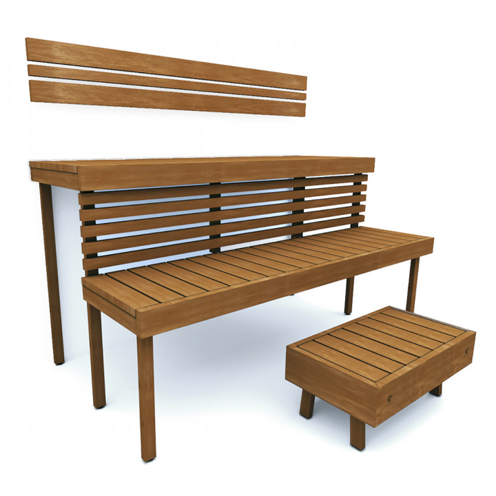 Modular sauna bench STANDART, Thermo-aspen
