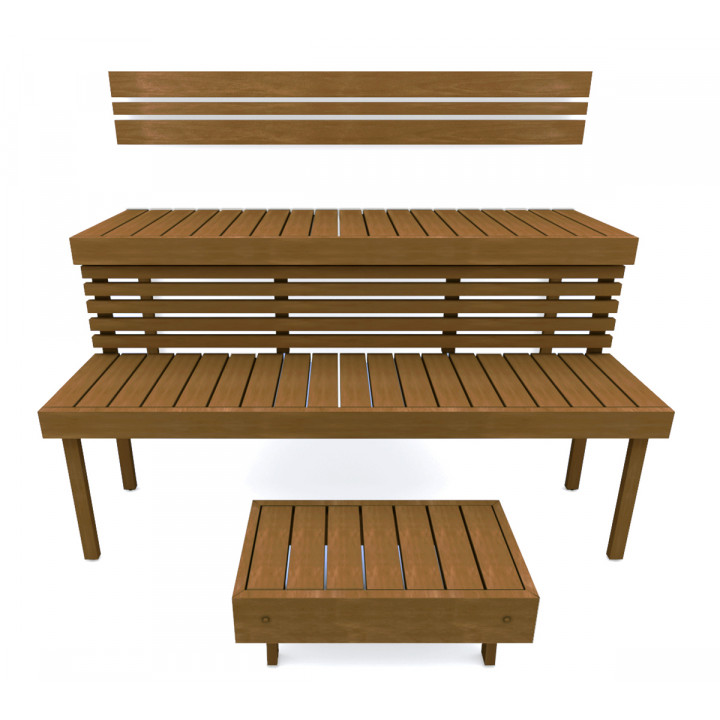 Modular sauna bench STANDART, Thermo-aspen