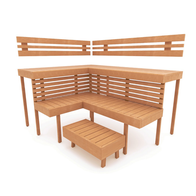 Modular sauna bench OPTIMAL, Alder