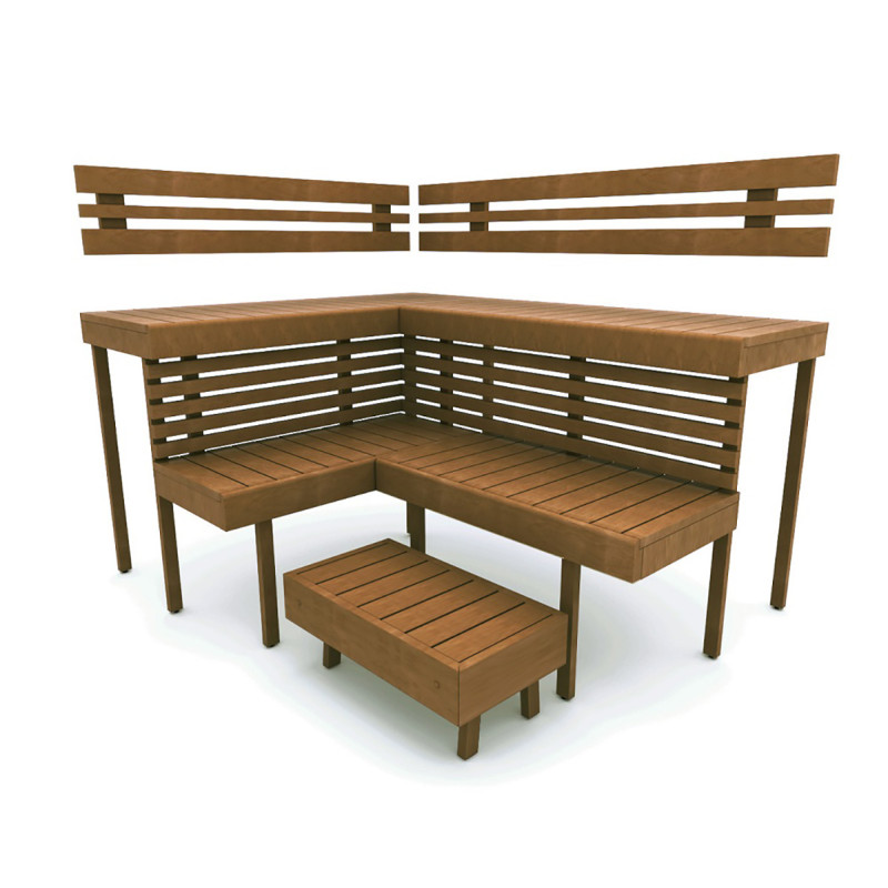 Modular sauna bench OPTIMAL, Thermo aspen