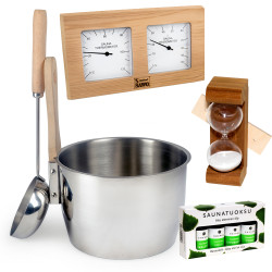 The whole set of sauna or bath accessories  The whole set of sauna or bath accessories
