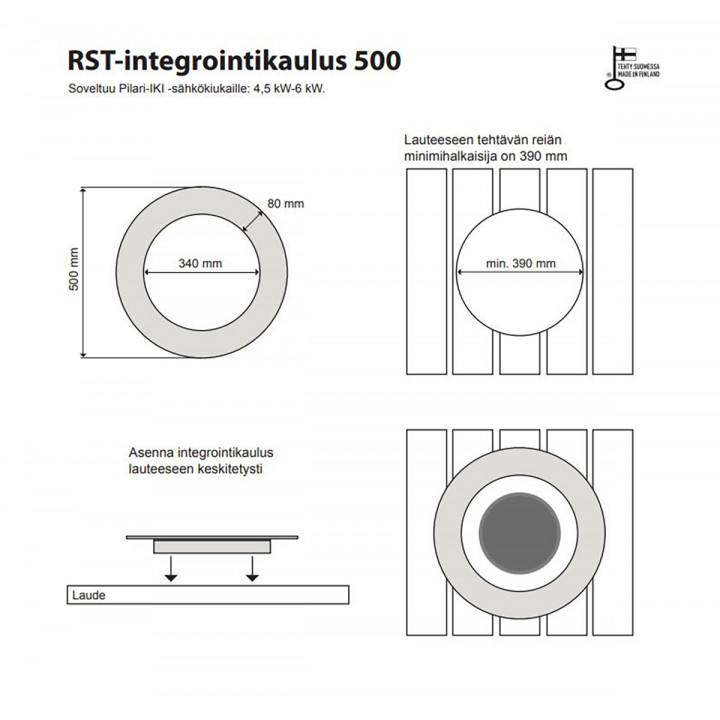 Embedding flange 500 - for IKI Pilari heater