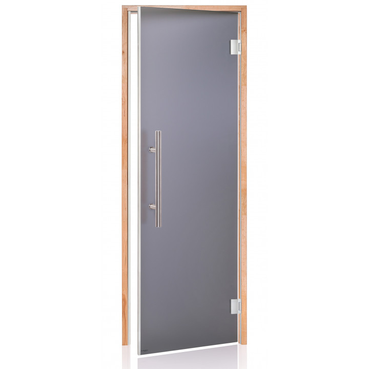 AD LUX glass sauna doors, Matte glass, 80 x 210, Alder, Matte gray