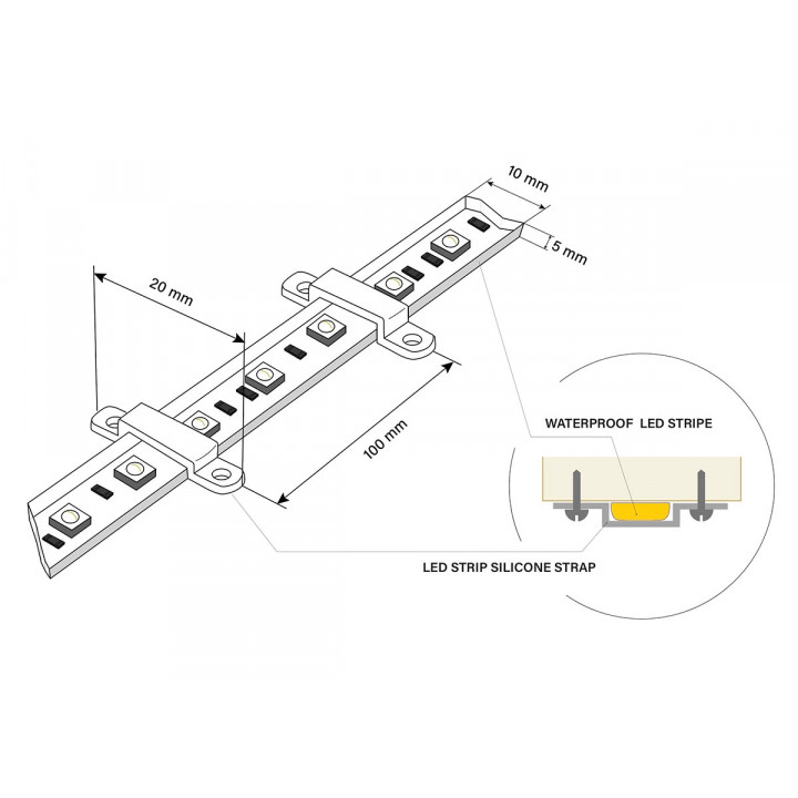 Silicone strap for LED strips