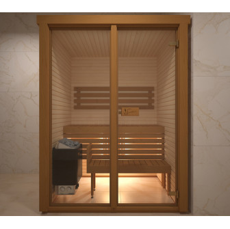 Sauna cabin with glass, 150x120cm