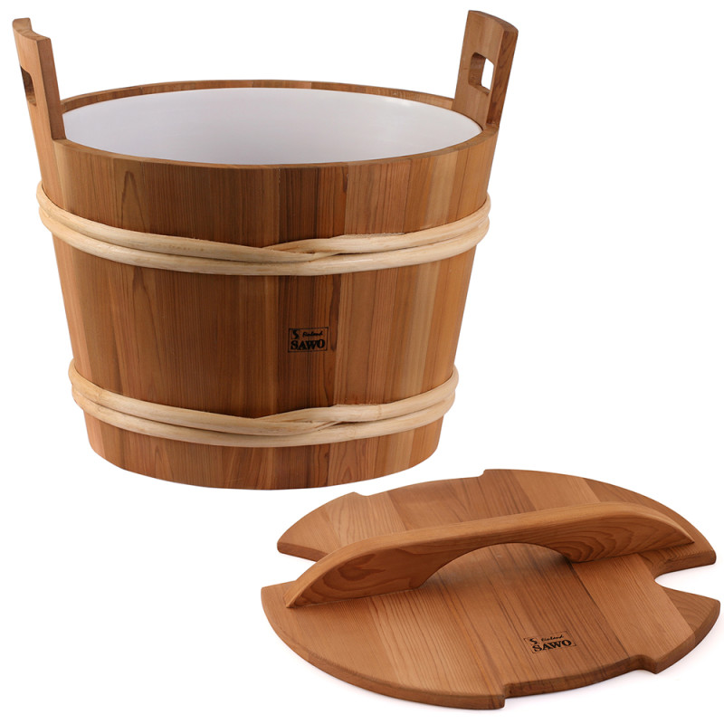 SAWO wooden bucket with lid, cedar, 40 l