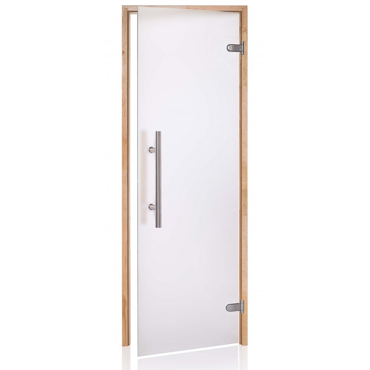 AD PREMIUM LIGHT glass sauna doors, Matte glass, 80 x 200, Alder, Matte clear