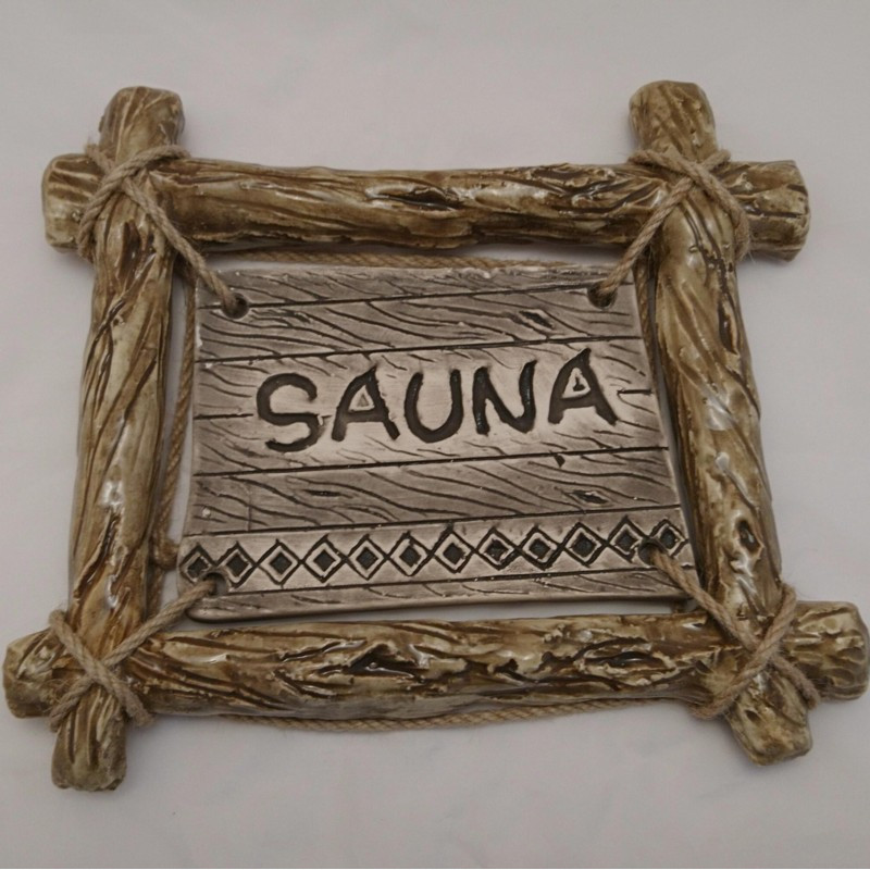 Door plate SAUNA with a branch frame