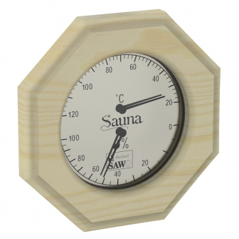 SAWO thermo-hygrometer 241-THP, octagonal, pine