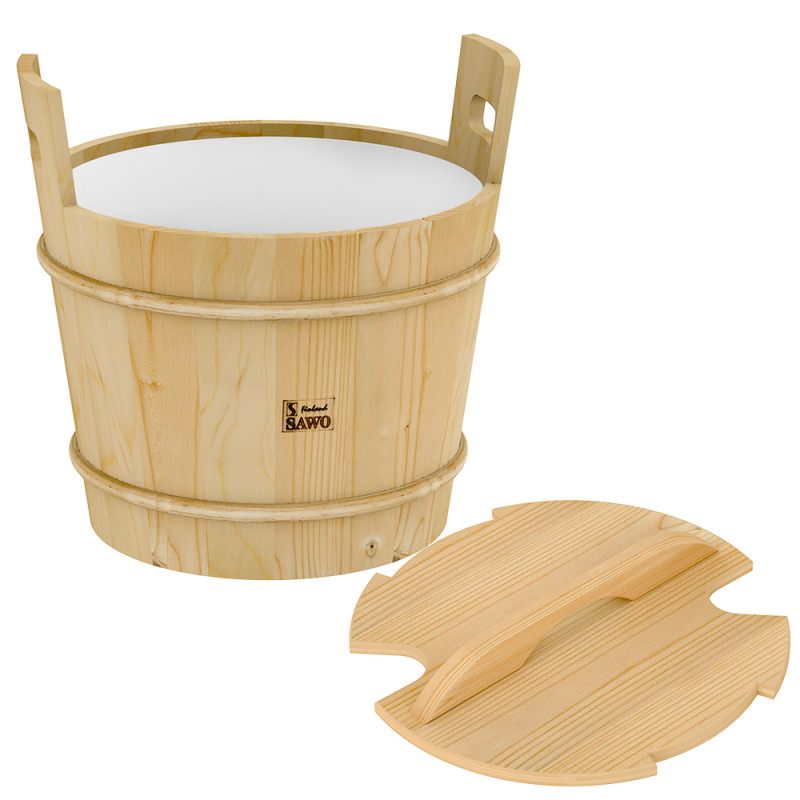 SAWO wooden bucket with lid, pine 18 l