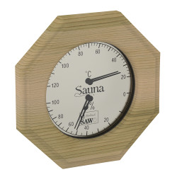 SAWO thermo-hygrometer 241-THD, octagonal, cedar  SAWO thermo-hygrometer 241-THD, octagonal, cedar