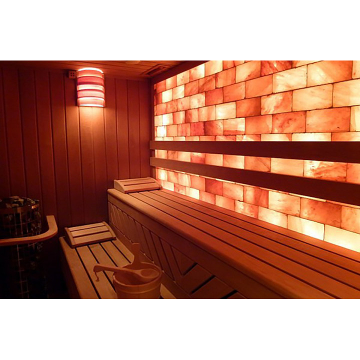 Polished himalayan salt bricks with notch 200x100x25mm