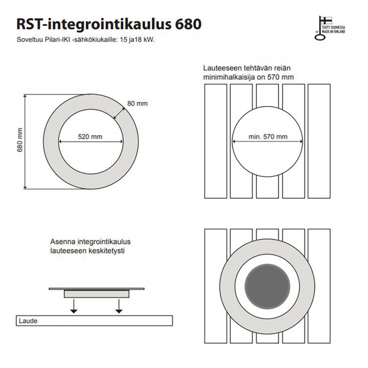 Embedding flange 680 - for IKI Pilari heater