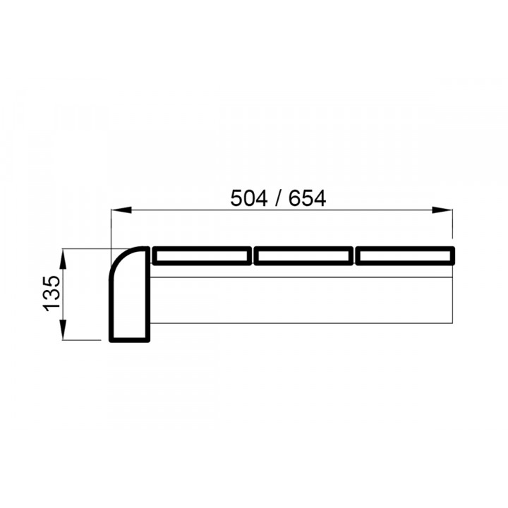 Sauna bench, Heat treated pine, 135x654x1800-2400mm