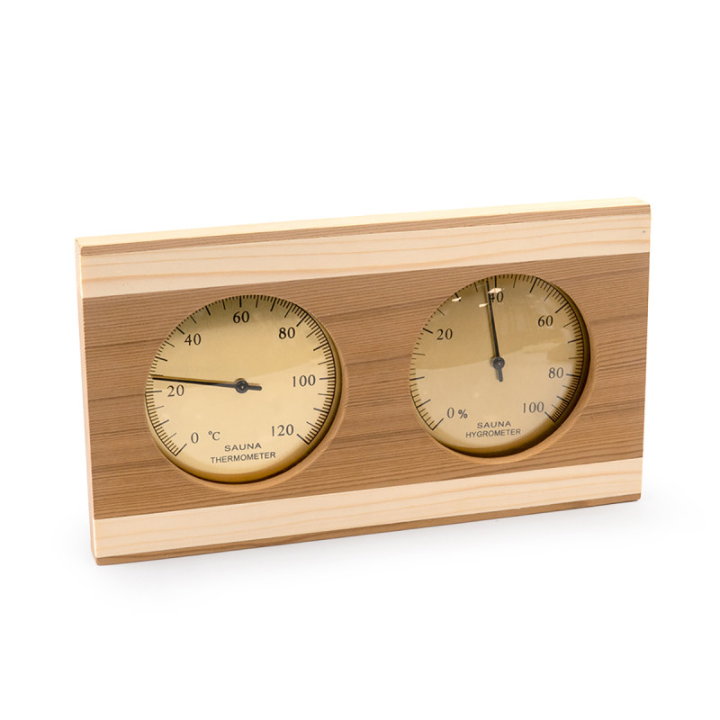 SAUFLEX thermo-hygrometer, cedar, golden color