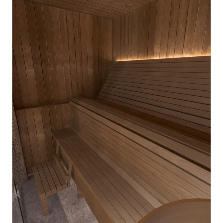Modular sauna bench ERGONOMIC, Thermo aspen