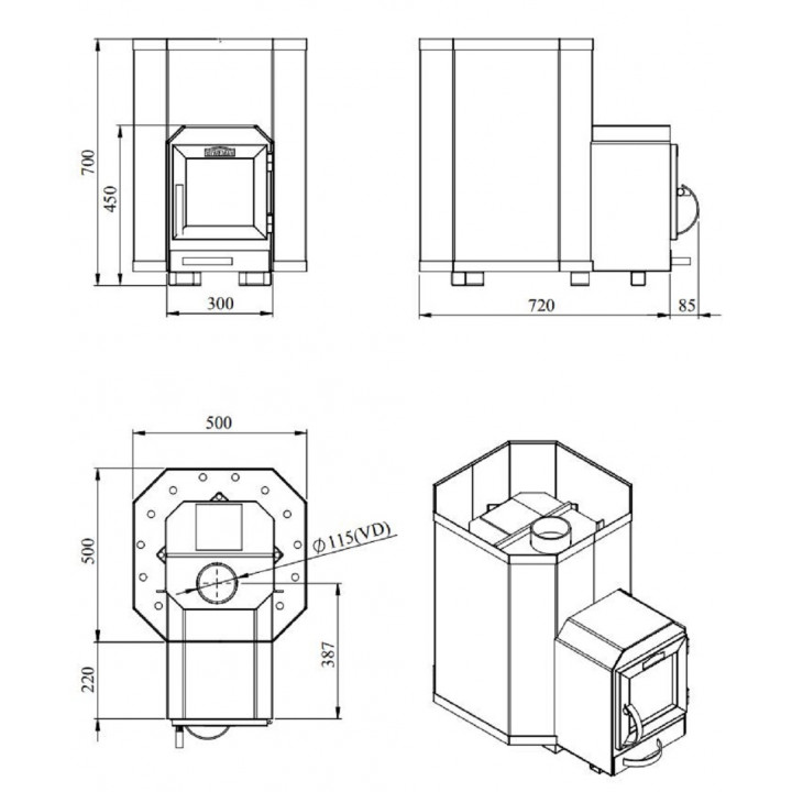 Woodburning sauna stove - STOVEMAN 16-LS HEAVY