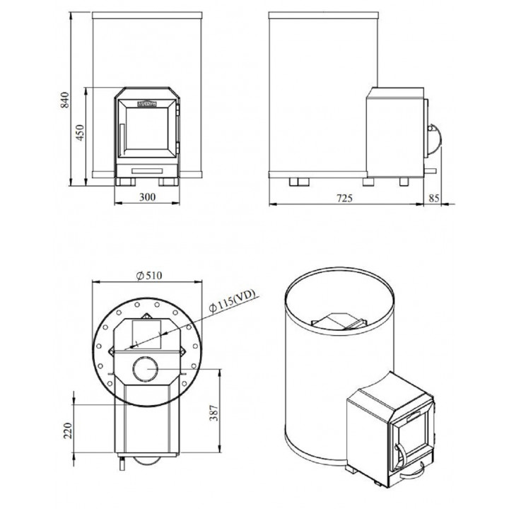 Woodburning sauna stove - STOVEMAN 20R-LS HEAVY
