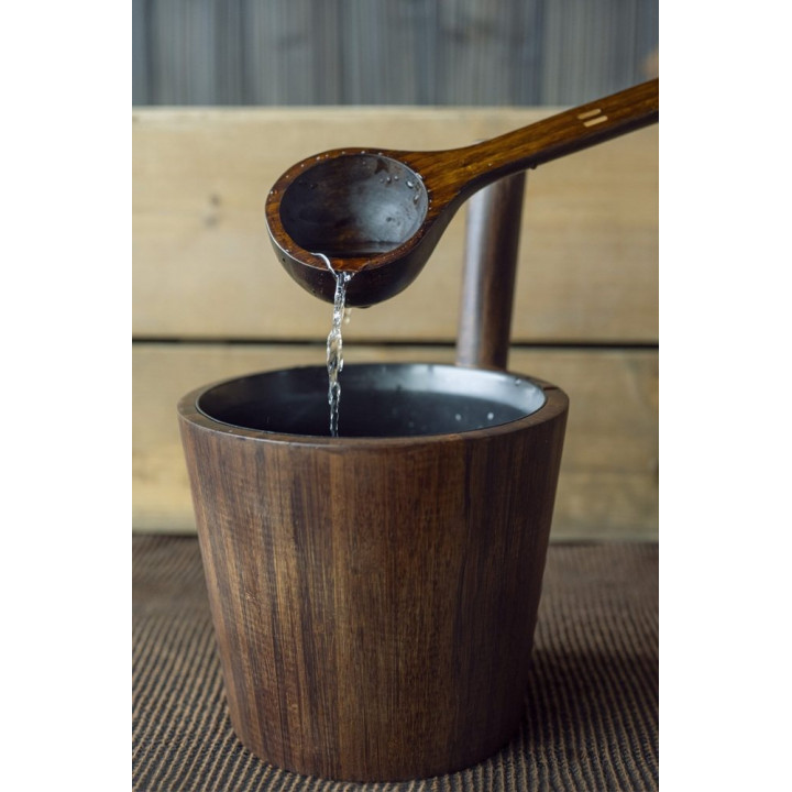 Rento Dark Bamboo Sauna Bucket with Black Insert, 5 L