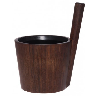 Rento Dark Bamboo Sauna Bucket with Black Insert, 5 L