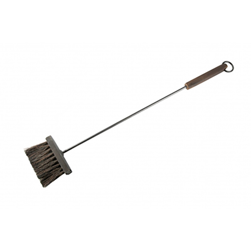 Fireplace brush with wooden handle