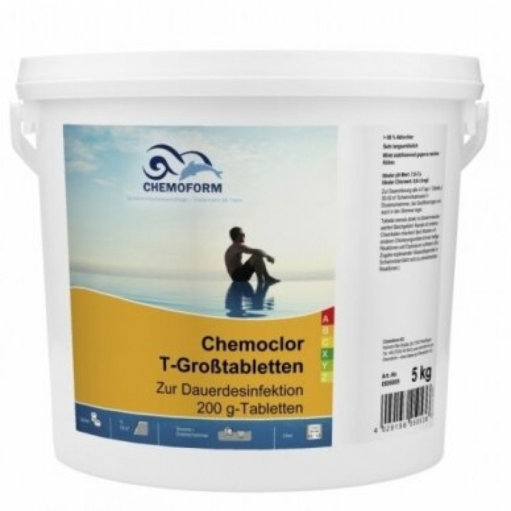 Slow dissolving chlorine CHEMOCLOR T-Tablets 200 g, 5 kg
