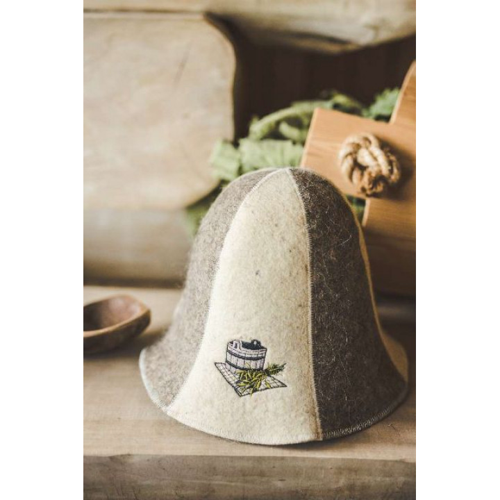 Sauna hat - BUCKET AND SAUNA WHISKS, striped