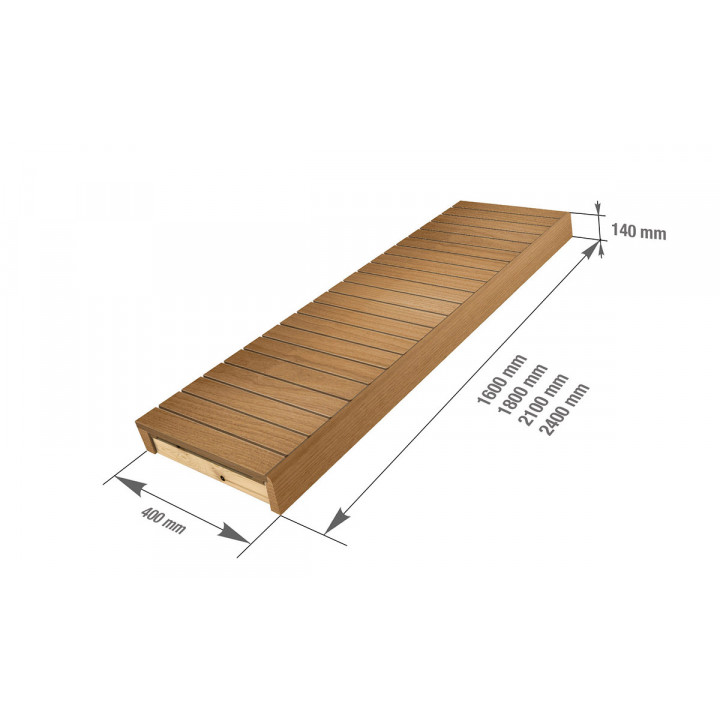 Sauna bench, Thermo aspen, 400x1600-2400 mm