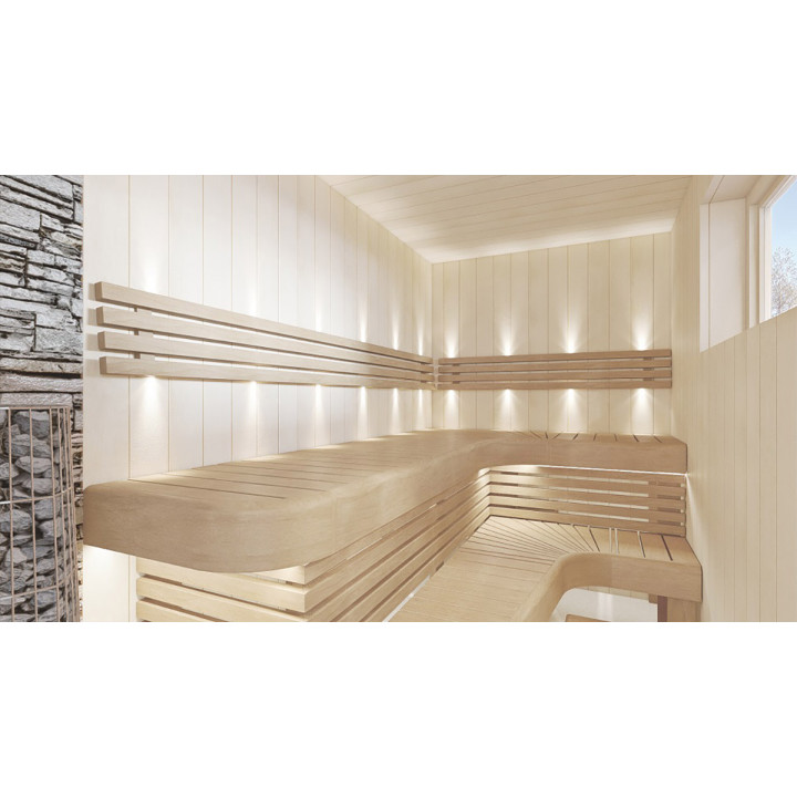 End bench element for modular sauna benches, Aspen
